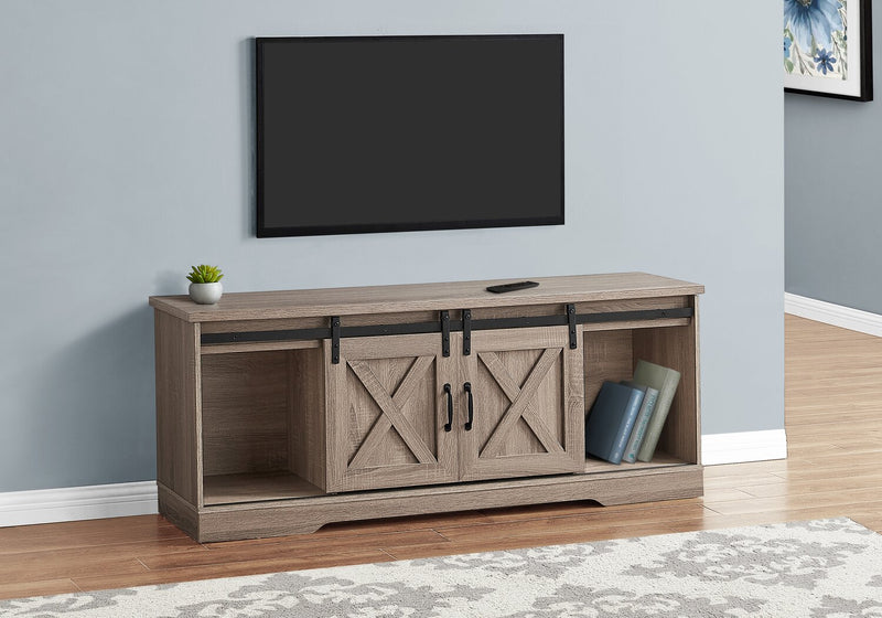 Meuble pour téléviseur moderne Marston de 60 po avec rangement et système de gestion des câbles pour téléviseurs jusqu’à 65 po - taupe foncée