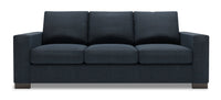 Sofa Track de Sofa Lab de 85 po fabriqué au Canada en tissu d’apparence lin avec accoudoirs rectilignes - bleu Luna Sailor
