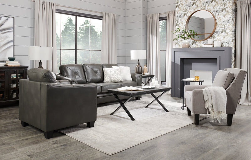 Fauteuil d’appoint club Sofa Lab personnalisable de 29 po fabriqué au Canada en tissu d’apparence lin avec pattes en bois - gris Pax Slate
