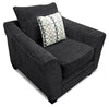 Fauteuil Febe de 49 po fabriqué au Canada en tissu de chenille avec accoudoirs évasés et pattes en bois - gris anthracite