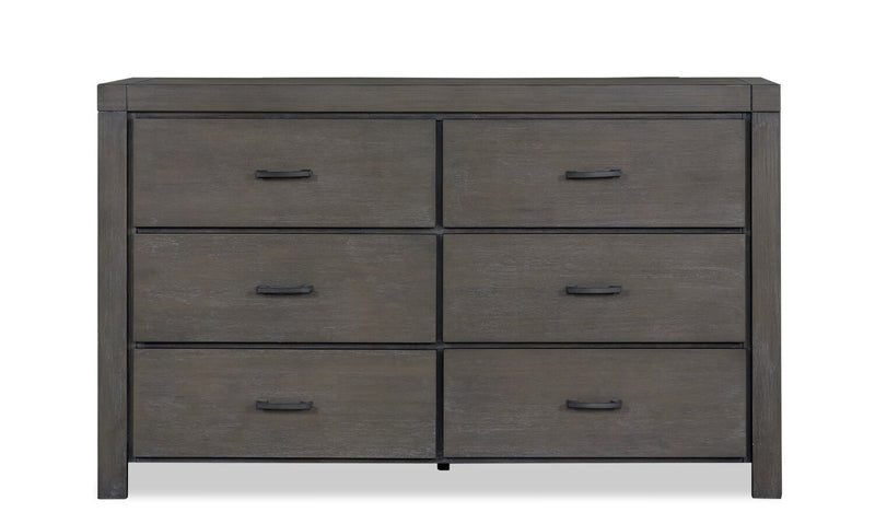 Commode Koda de 60 po (L) x 36 po (H) à 6 tiroirs en acacia pour la chambre à coucher - grise