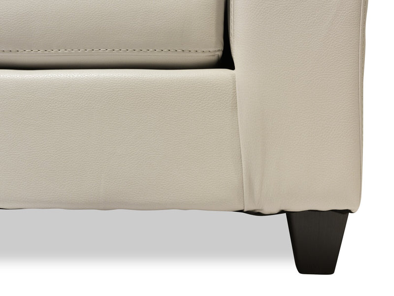 Sofa Addison de 86 po fabriqué au Canada en tissu d’apparence cuir avec coussin de siège amovible et capitonnage - beige