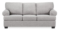  Sofa-lit Roll de Sofa Lab de 86 po fabriqué au Canada en tissu d’apparence lin avec accoudoirs enroulés - gris Luna Domino 