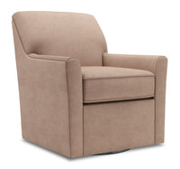  Fauteuil d’appoint pivotant Sofa Lab de 31 po fabriqué au Canada en tissu d’apparence lin - brun Pax Wicker 