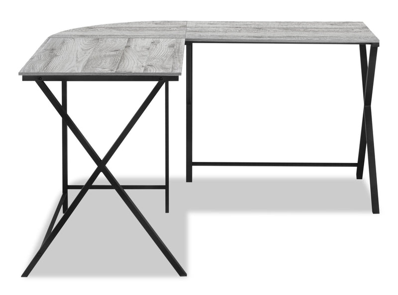 Bureau en coin en forme de L Lidia de 55,25 po - gris