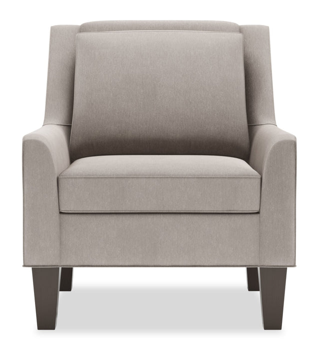 Fauteuil d’appoint club Sofa Lab personnalisable de 29 po fabriqué au Canada en tissu d’apparence lin avec pattes en bois - gris Pax Slate