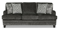 Sofa Bellmont de 89 po fabriqué au Canada en tissu de chenille avec coussins réversibles et pattes en bois - gris anthracite