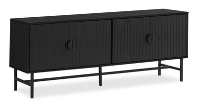 Jase 59" Modern TV Stand with Storage and Cable Management for TVs up to 65"- Black|Meuble pour téléviseur moderne Jase de 59 po avec rangement et système de gestion des câbles pour téléviseurs jusqu’à 65 po - noir