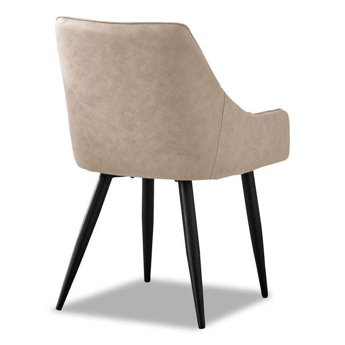 Chaise de salle à manger Eliot en tissu de cuir végétalien et en métal - taupe