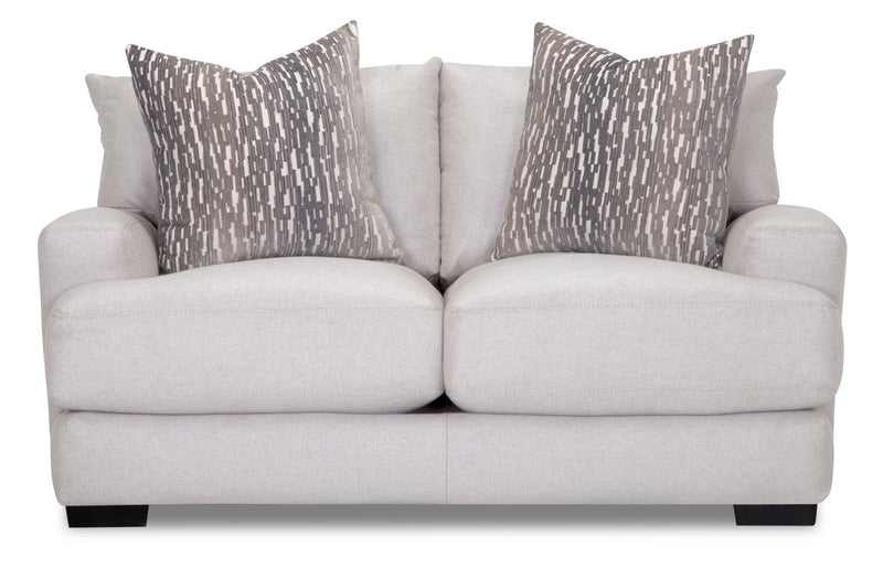 Fawn Linen-Look Fabric Loveseat - Grey - Contemporary style Loveseat in Grey Plywood