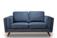  Causeuse Kassia de Kort & Co. de 65,4 po en tissu d’apparence lin avec base et pattes en bois - bleue