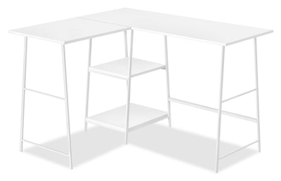 Evlin 42" L-Shaped Office Desk with Shelves - White|Bureau en forme de L Evlin de 42 po à tablettes - blanc