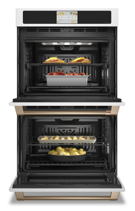 Four mural double électrique Café de 10 pi³ et de 30 po avec convection européenne véritable - blanc mat - CTD90DP4NW2