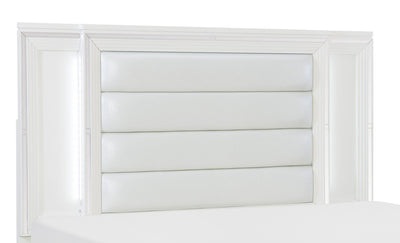Max King Headboard - White - Glam style Headboard in White Asian Hardwood, Medium Density Fibreboard (MDF), Plywood