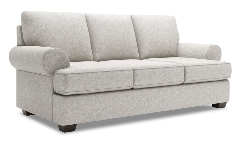 Sofa-lit personnalisable Roll de Sofa Lab de 86 po fabriqué au Canada en tissu de chenille avec accoudoirs enroulés - argenté Luxury Silver