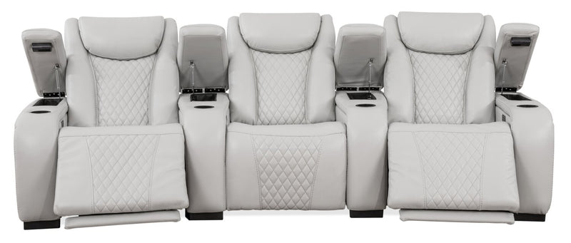 Sièges à inclinaison électrique de cinéma maison Cinema de 112,6 po en tissu d’apparence cuir avec 3 sièges - gris brume cosmique