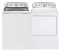  Laveuse à chargement par le haut 5 pi³ et sécheuse à gaz 7,2 pi³ de GE avec cycle SaniFresh 