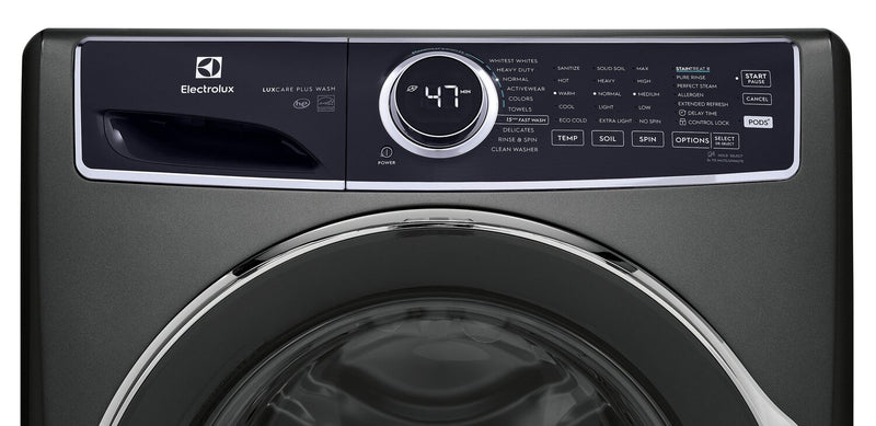 Laveuse à la vapeur haute efficacité Electrolux à chargement frontal de 4,5 pi³ - titane - superposable - ELFW7537AT