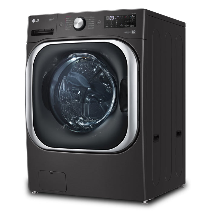 Laveuse à la vapeur intelligente haute efficacité LG à chargement frontal de 6 pi³ - acier noir - superposable - WM8900HBA