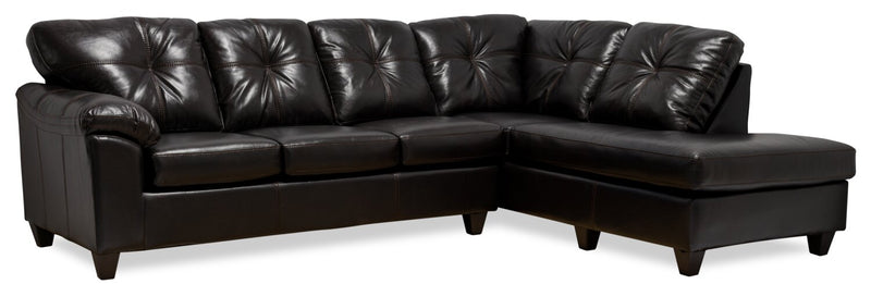Sofa sectionnel de droite Addison 2 pièces fabriqué au Canada en similicuir avec coussins de siège amovibles - mûre