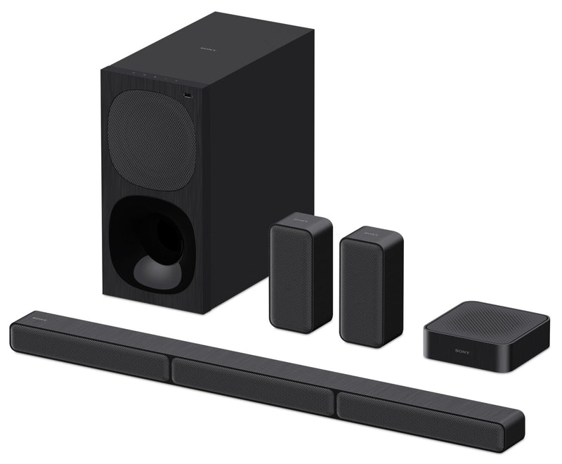Barre de son à 5.1 canaux SONY avec DolbyMD Digital, caisson d’extrêmes graves et haut-parleurs arrière sans fil (HTS40R)