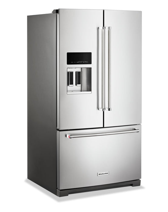Réfrigérateur KitchenAid de 26,8 pi³ et de 36 po à portes françaises - acier inoxydable avec fini PrintShieldMC - KRFF577KPS
