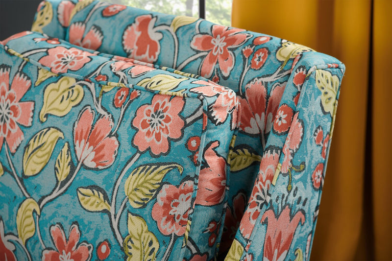 Fauteuil d’appoint club Sofa Lab personnalisable de 29 po fabriqué au Canada en tissu avec pattes en bois - Malibu multicolore