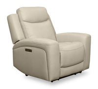  Fauteuil à inclinaison électrique Prescott de Scott Living de 42,5 po en cuir véritable avec appuie-tête électrique - gris platine