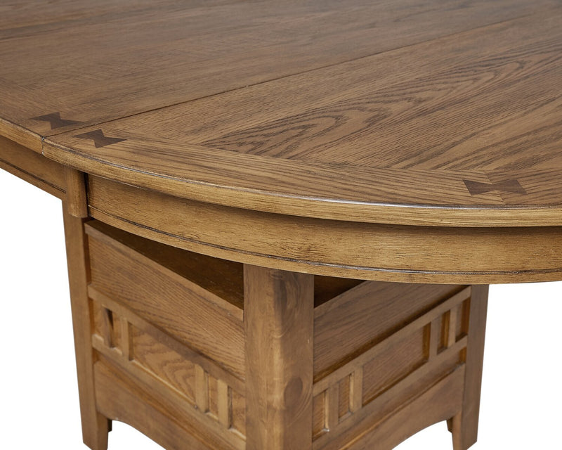 Table de salle à manger ronde Dena de 42 po à 60 po (L) avec rallonge - chêne brun