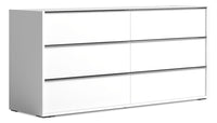  Commode de chambre à coucher Raia à 6 tiroirs - fabriquée en Italie, 59 po (L) x 33 po (H), moderne - blanche