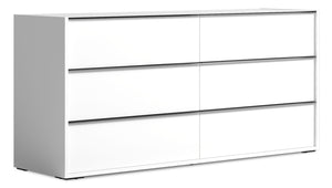 Commode de chambre à coucher Raia à 6 tiroirs - fabriquée en Italie, 59 po (L) x 33 po (H), moderne - blanche