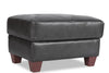 Pouf Vita de Château d’Ax de 31 po en cuir 100 % véritable avec coutures à motif de diamant et pattes en bois - gris anthracite