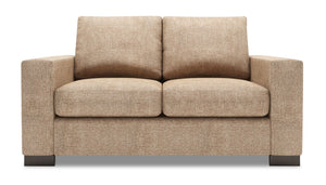 Causeuse personnalisable Track de Sofa Lab de 62 po fabriquée au Canada en tissu d’apparence lin avec accoudoirs rectilignes - taupe Luxury Taupe