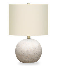Lampe de table de 20 po en béton avec abat-jour en lin - grise