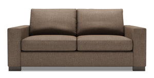 Sofa personnalisable Track de Sofa Lab de 75 po de format condo fabriqué au Canada en tissu d’apparence lin avec accoudoirs rectilignes - brun Luna Praline