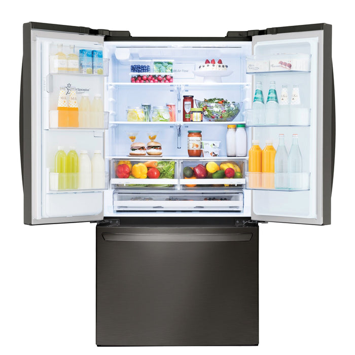 Réfrigérateur LG de 28 pi³ et de 36 po à portes françaises - acier inoxydable noir Smudge-ProofMD - LRFS28XBD