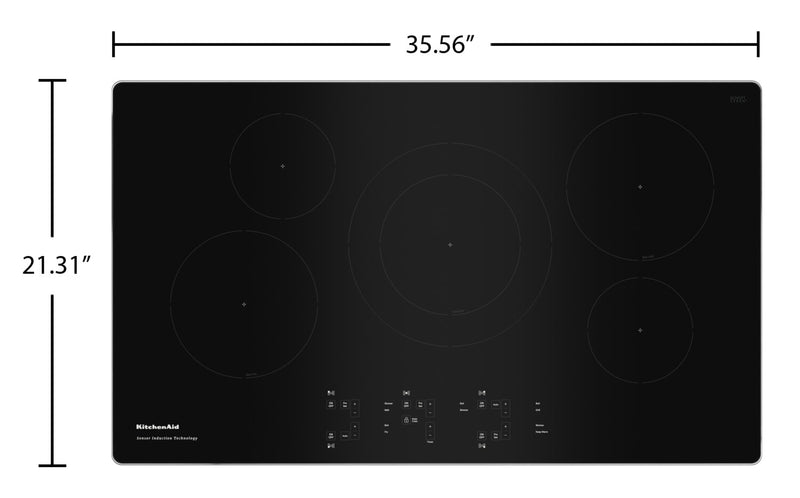 Surface de cuisson à induction KitchenAid de 36 po à 5 éléments - acier inoxydable - KCIG556JSS