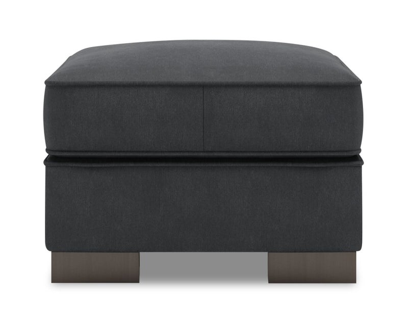 Pouf personnalisable Track de Sofa Lab de 24 po fabriqué au Canada en tissu d’apparence lin - gris Pax Pepper