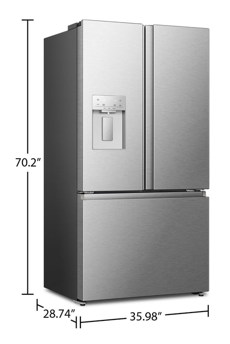 Réfrigérateur Hisense de 22,4 pi³ et de 36 po à portes françaises - acier inoxydable - RF225C3CSEI