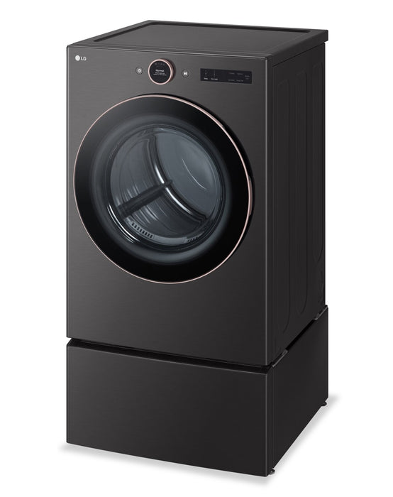 Sécheuse électrique intelligente LG de 7,4 pi³ avec vapeur - acier noir - superposable - DLEX6500B