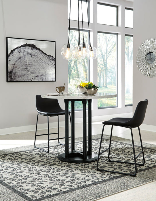 Tabouret Cole de hauteur comptoir en tissu de cuir végétalien et en métal - noir