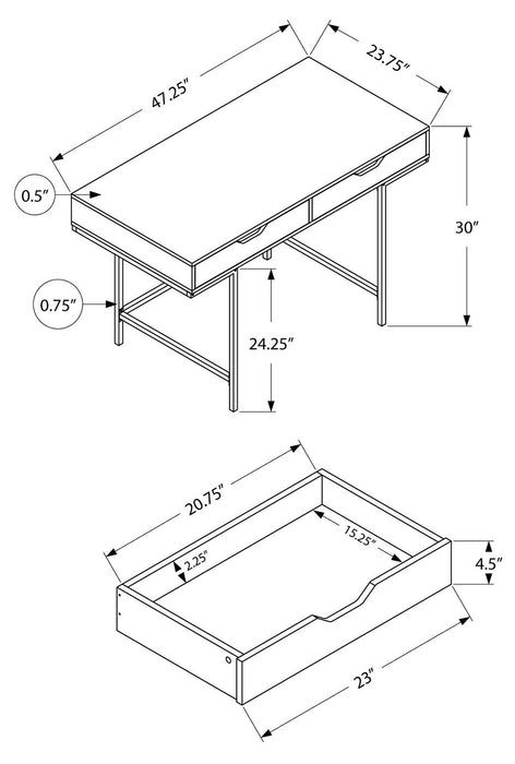 Bureau Butler de 47,25 po à 2 tiroirs - noir