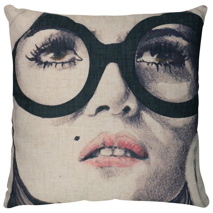 Coussin décoratif avec portrait - beige