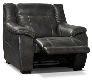 Novo Leather-Look Fabric Power Recliner - Grey | Fauteuil à inclinaison électrique Novo en tissu d'apparence cuir - gris | NOV2GYPC