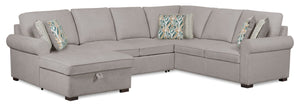 Sofa-lit sectionnel de gauche Haven 3 pièces en chenille - gris