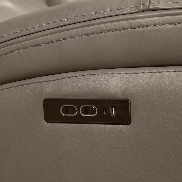 Fauteuil à inclinaison électrique Prescott de Scott Living de 42,5 po en cuir véritable avec appuie-tête électrique - gris
