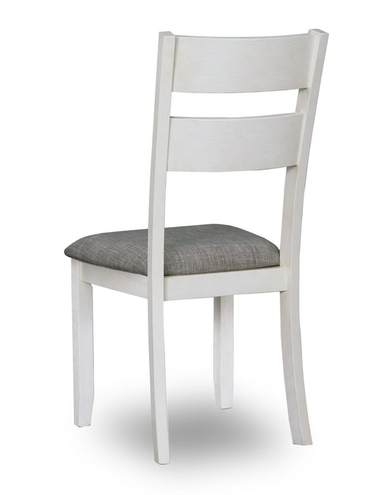 Chaise de salle à manger Echo en tissu d’apparence lin et en bois avec dossier en échelle - blanche