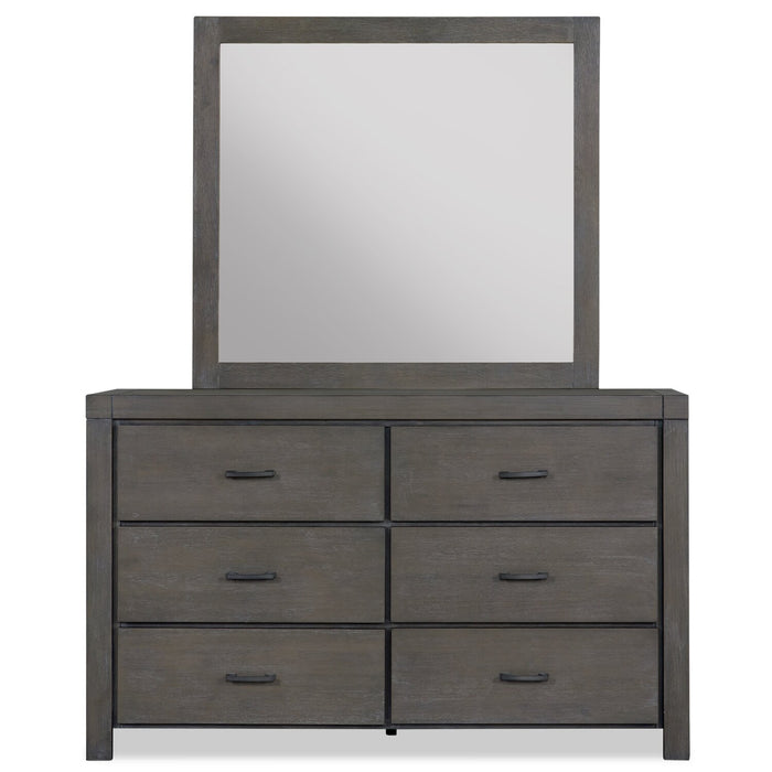 Miroir de commode de chambre à coucher Koda en pin - gris