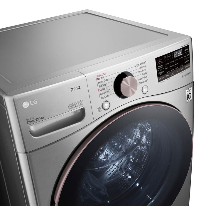 Laveuse à la vapeur intelligente haute efficacité LG à chargement frontal de 5,2 pi³ - acier graphite - superposable - WM3850HVA