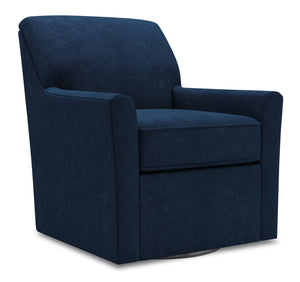 Fauteuil d’appoint pivotant Sofa Lab personnalisable de 31 po fabriqué au Canada en tissu de velours - bleu Royal Blue
